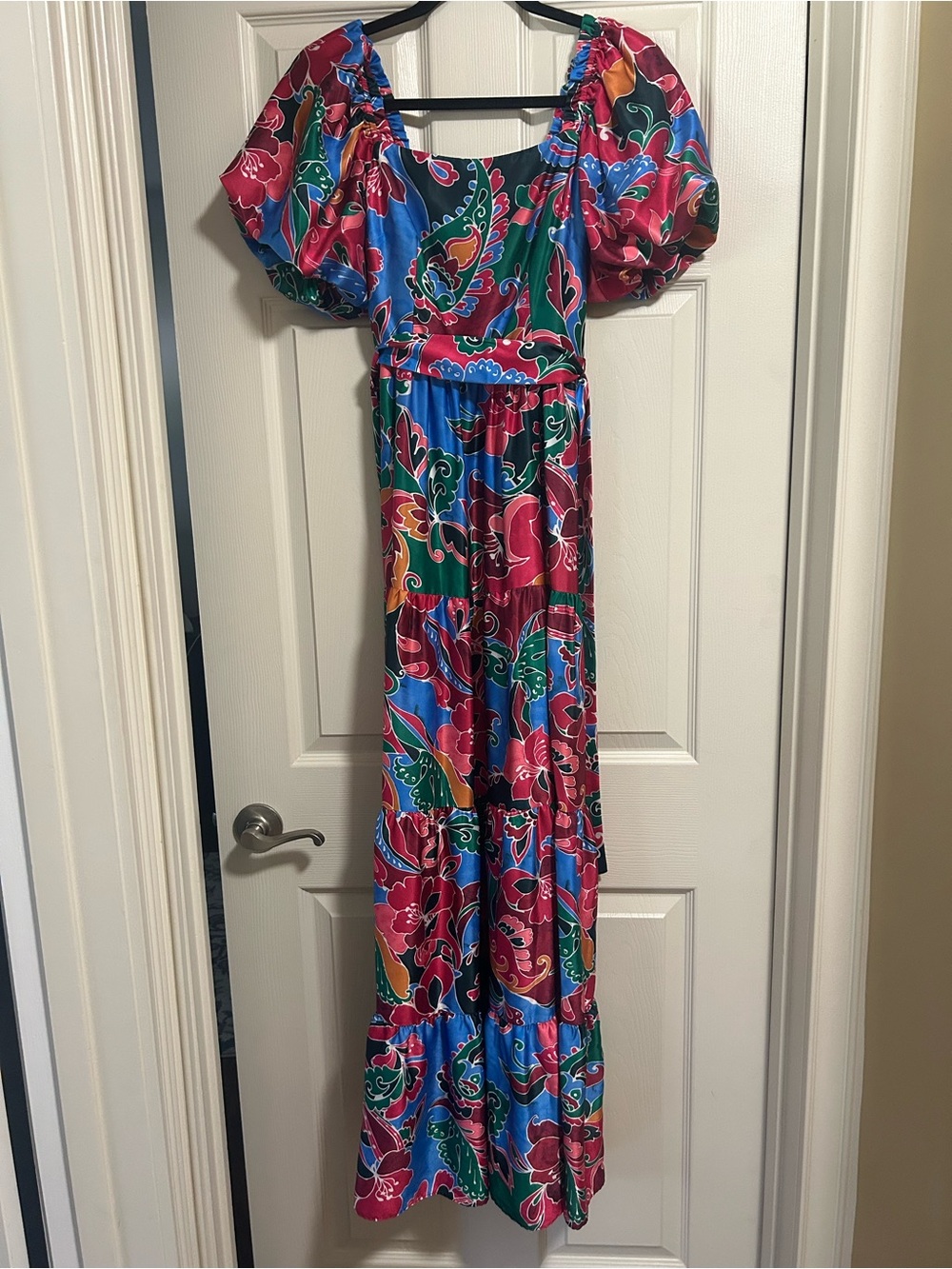 Eliza J Multicolor Floral Puff-Sleeve Maxi Dress